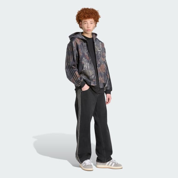 Zwart Camo met Capuchon Lange ritssluiting