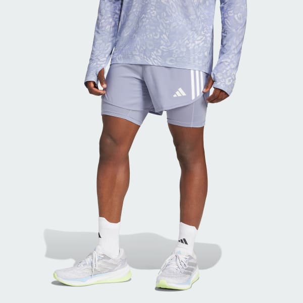 Ungu Celana Pendek 2-in-1 Own the Run 3-Stripes