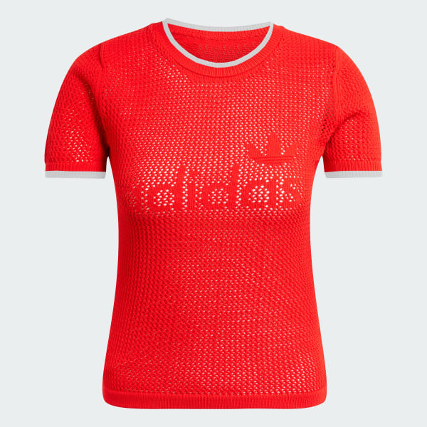 สีแดง เสื้อยืดโครเชต์ Originals Premium Cali
