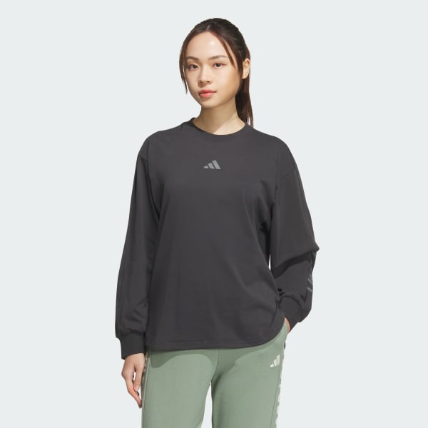 新品未使用！　adidas グラフィックメッシュ長袖Tシャツ　グレー レディース Adilenium シーズン2 オーバーサイズ グラフィック
