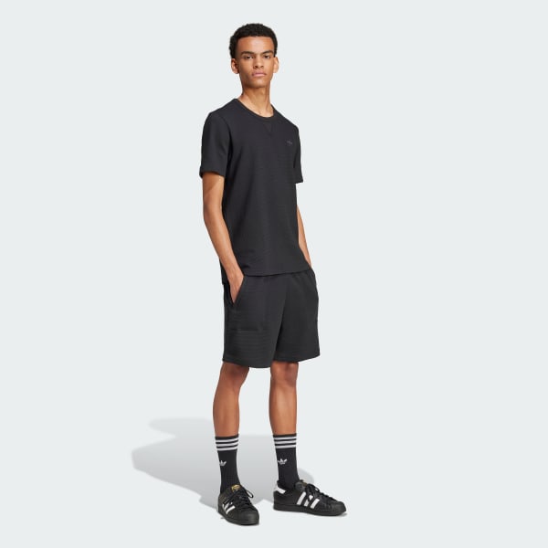 Black Essentials Trefoil Waffle Shorts