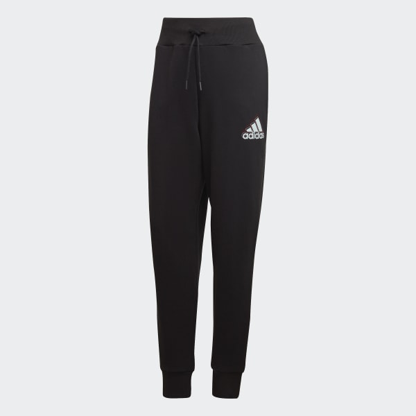 Negro Pants Deportivos Essentials Logo Multicolor SU414
