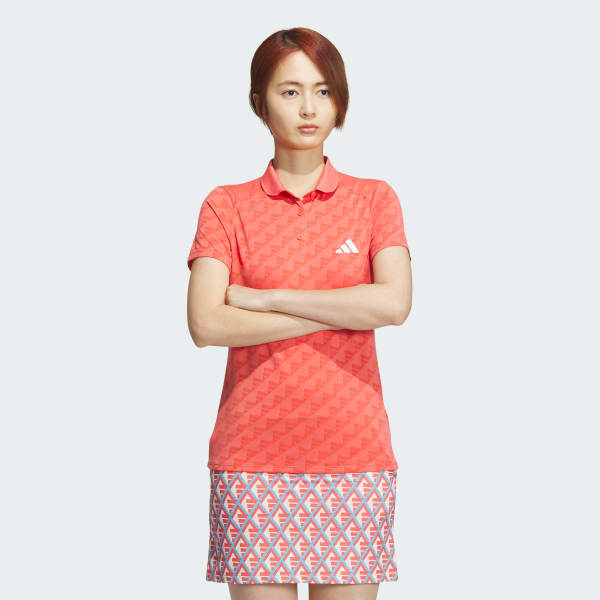 Merah Polo Shirt Lengan Pendek HEAT.RDY Jacquard