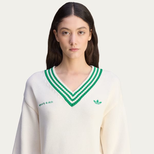 adidas Originals x Sporty & Rich V-Neck Sweatshirt Cream