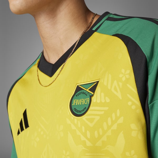 adidas ブラック/イエロー/ターコイズ　ジャマイカ代表ユニフォーム ジャマイカ-24-ホーム