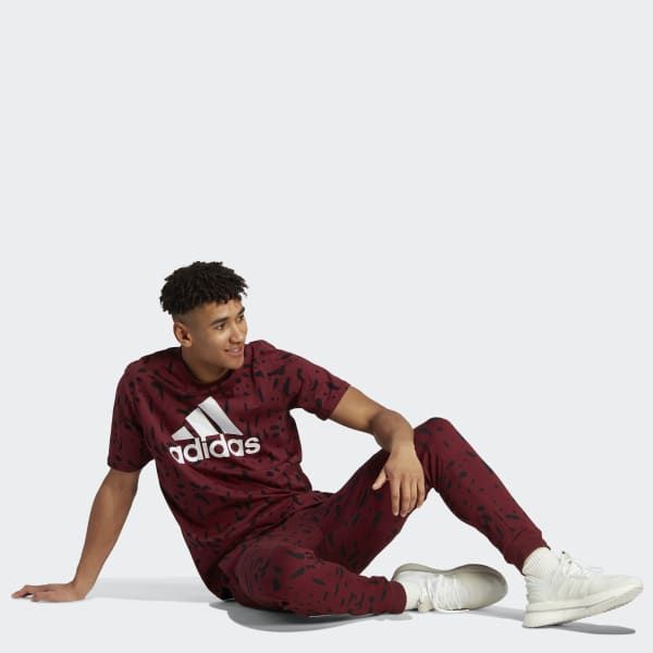 Borgonha Calça Estampada Essentials Tapered Cuff Logo