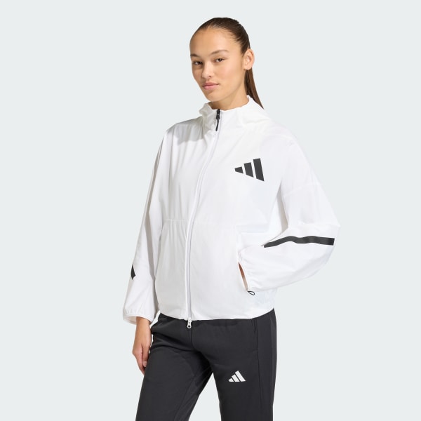 White ADIDAS Z.N.E. WOVEN TRACK TOP