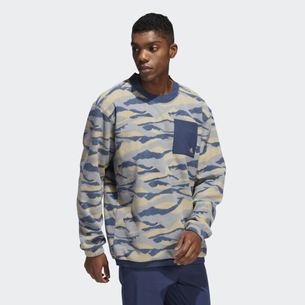 adidas Texture-Print Crew Beige | Men's Golf | adidas