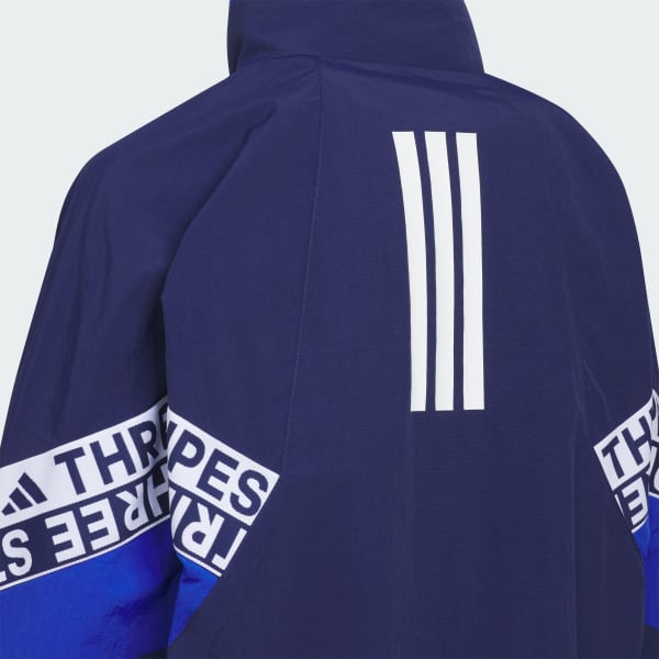 ブルー ワーディングパック ルーズフィット しわ加工 ナイロンジャケット キッズ