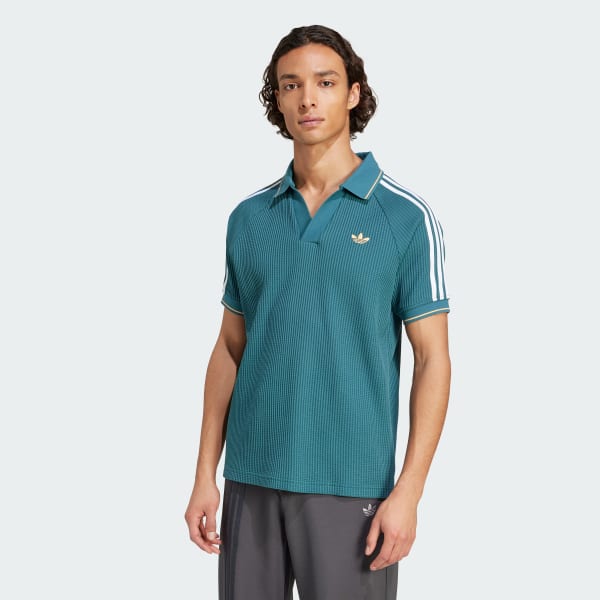Grun adidas Originals Waffle Knit Poloshirt