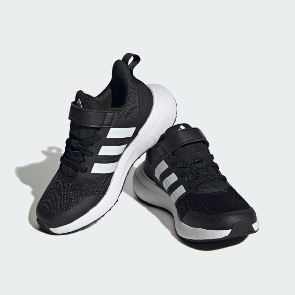 Zwart FortaRun 2.0 Cloudfoam Schoenen met Elastische Veters en Klittenband