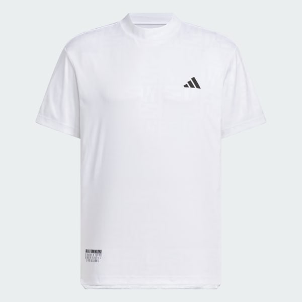 ホワイト 【ゴルフ】BOSロゴ柄デボス モックネック 半袖シャツ