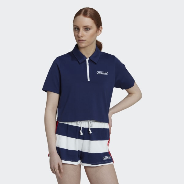 Azul Polera Corta con Cuello y Cierre VS639
