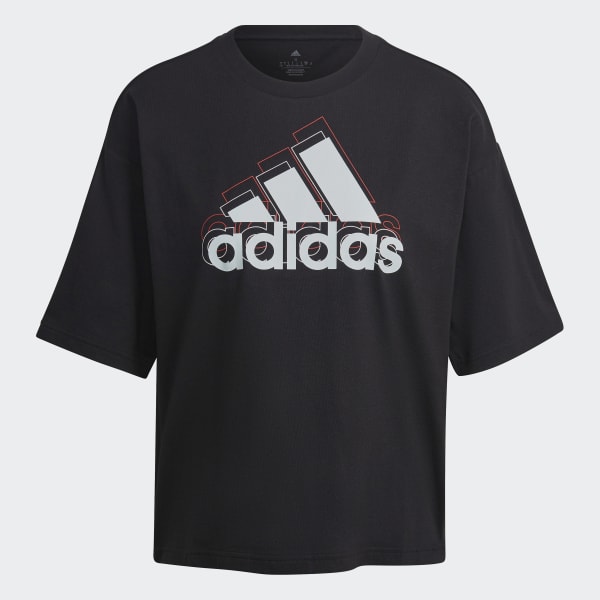 Essentials Multi Colored Logo Loose Fit Cropped T Shirt