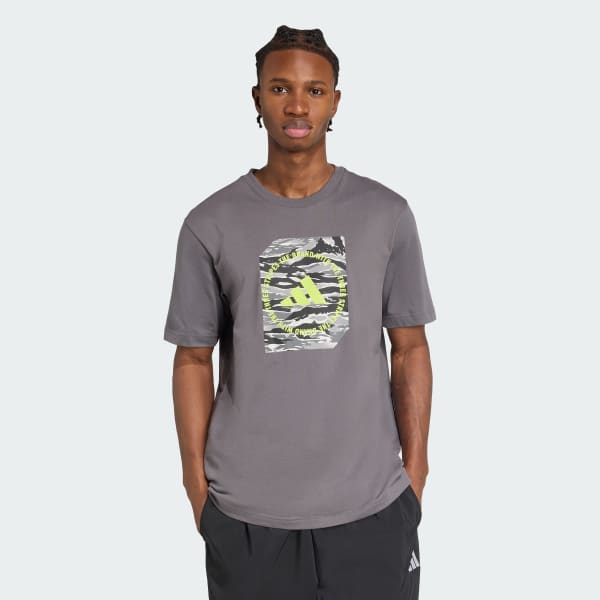 Grey Camo Shape Graphic T-Shirt