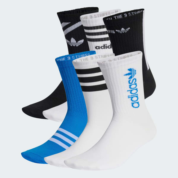White Graphic Crew Socks 5 Pairs