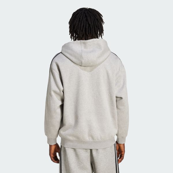 Cinza Moletom com Capuz Adidas Adicolor Oversized com Zíper Total