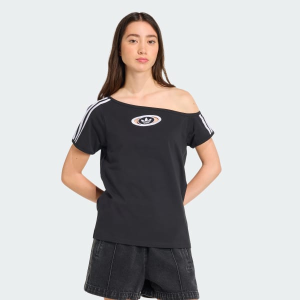 ★adidas★ Off shoulder tee black KC8796 아디다스 OFFSHOULDER TEE - Black | adidas South Korea