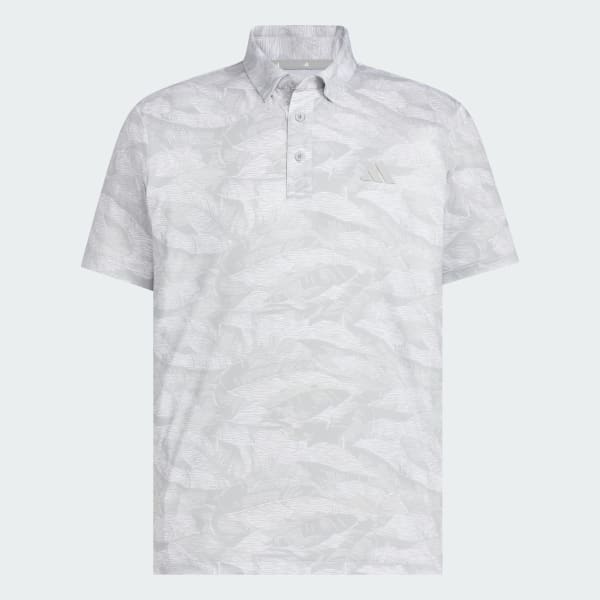 สีเทา เสื้อโปโลแขนสั้นลายกราฟิก Aop