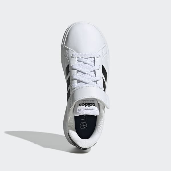 adidas Grand Court Court Elastic Lace and Top Strap Shoes - White