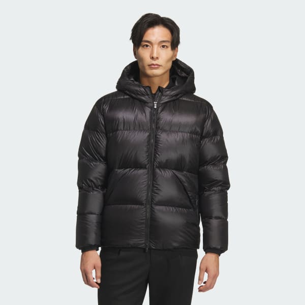 adidas ダウンジャケットXXL ブラック ゴルフ adidas ダウンジャケット ダウン PERTEX QUANTUM PUFFYフルジップ