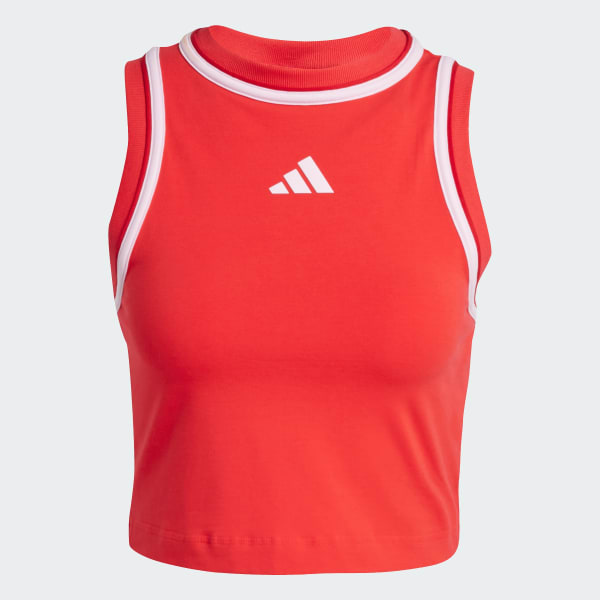 Vermelho Camisola de Alças Curta de Algodão Essentials