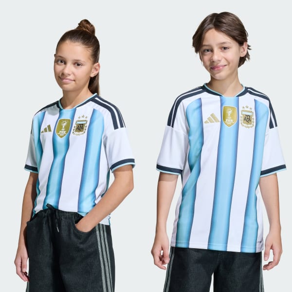 White Argentina 26 Home Jersey Kids