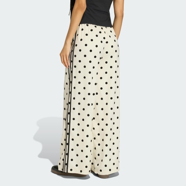 Hvit SATIN POLKA DOTS WIDE LEG BUKSE