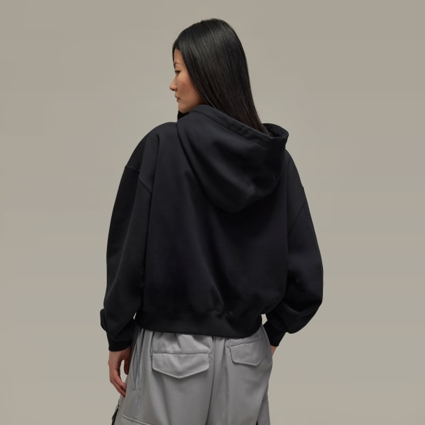 Sort Y-3 Brushed Terry Boxy hættetrøje