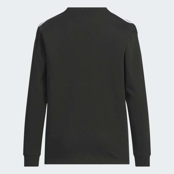 ブラック エッセンシャルズ プラス レギュラーフィット スリーストライプス 長袖Tシャツ キッズ