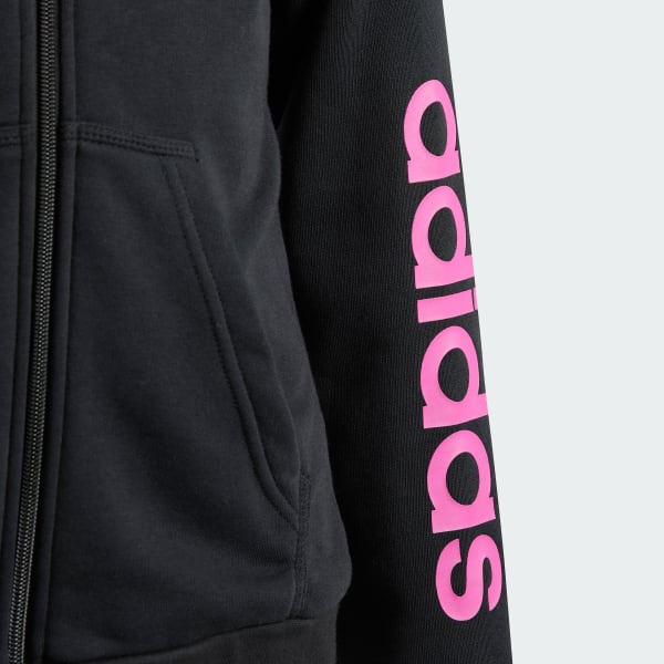 adidas Essentials Linear Logo Full Zip Hoodie Black adidas UK