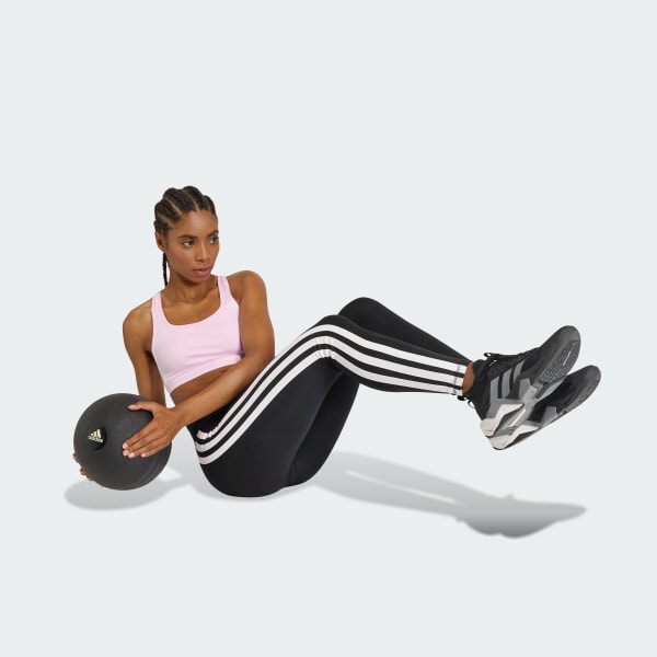 Pink 옵티메 에센셜 워크아웃 3-스트라이프 미디엄 서포트 브라