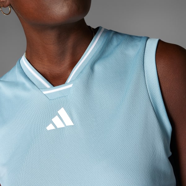 Azul Playera sin mangas Tiro Cut Mesh 3 Franjas