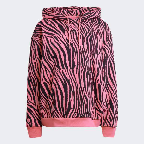adidas Sudadera con Gorro Essentials Zebra Animal Print Rosa