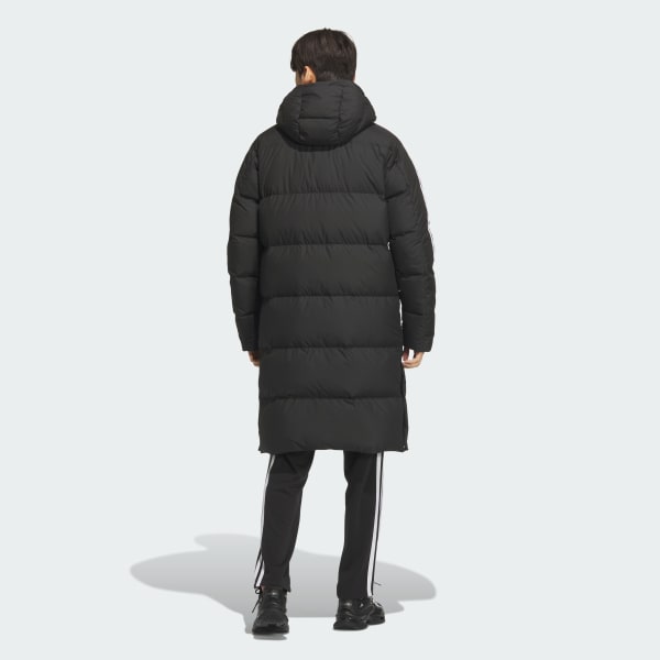 Black 3-STRIPES REGULAR FIT LONG 다운 코트