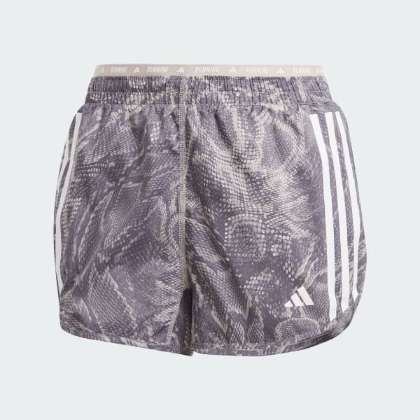 Beige Own the Run Excite Allover Print AEROREADY Shorts