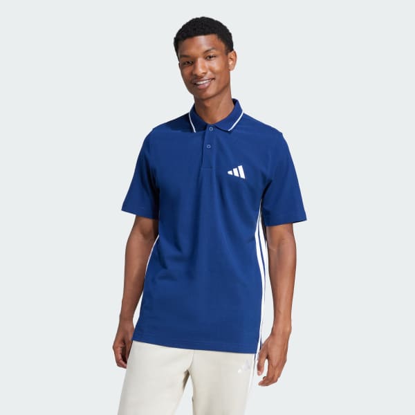 Blauw Essentials 3-Stripes Piqué Poloshirt