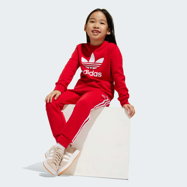 Czerwony Zestaw Adicolor Crew Kids