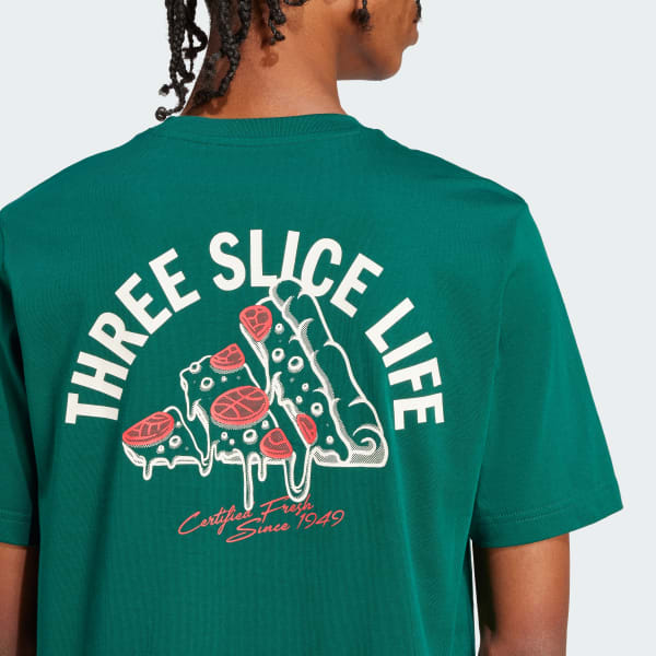 adidas Lounge Pizza Graphic Tee - Green | Free Shipping with