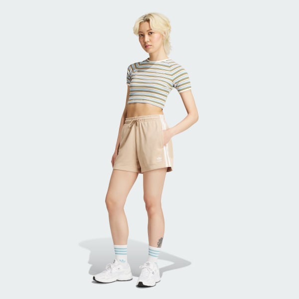 adidas 3 Stripes French Terry Shorts Beige adidas UK