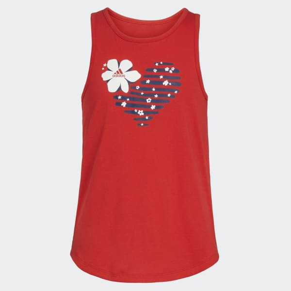 Red Sleeveless Curved Hem Tank