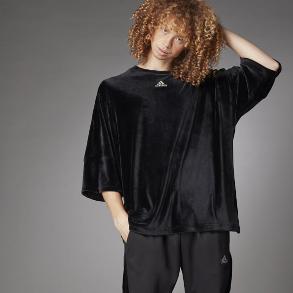 adidas black velvet top