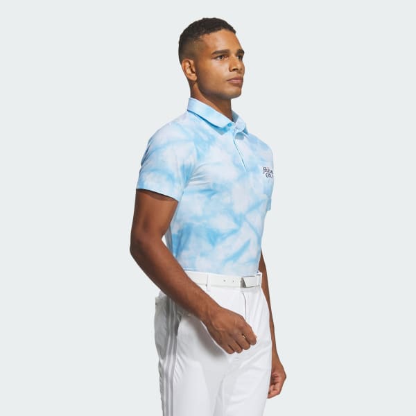White Playgreen Allover Print Short Sleeve Polo Shirt