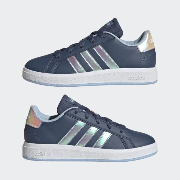adidas Grand Court Lifestyle Lace Tennis Shoes - Blue | Free