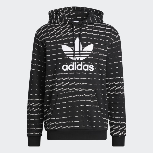 Negro Polera con Capucha Monograma Estampada JJT69