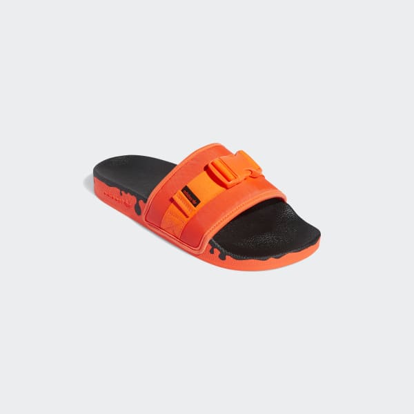 Orange adidas flip flops deals