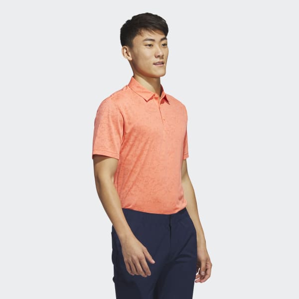 Orange Textured Jacquard Golf Polo Shirt