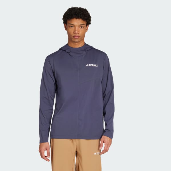 adidas Terrex Multi Climacool Hooded Long Sleeve Top - Blue | Free