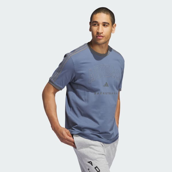 Azul Camiseta Estampada Ringer Basketball