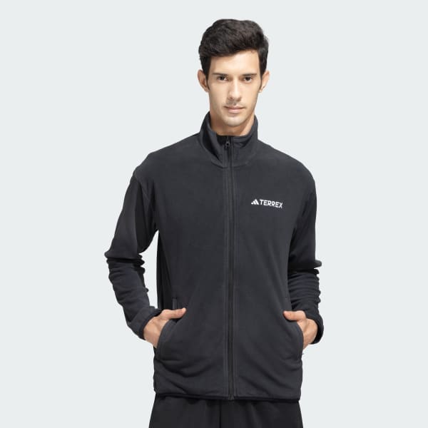 Black Essentials Full Zip Fleece Track Jacket